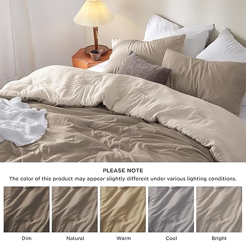 Miniatura 7 de Bedsure Juego de edredón de cama King, edredón reversible prelavado caqui para todas las estaciones, juego de cama suave y cálido de 3 piezas, 1