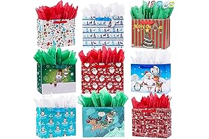 JWSCYSY Christmas Gift Paper Bags with Tissue Papers Bulk