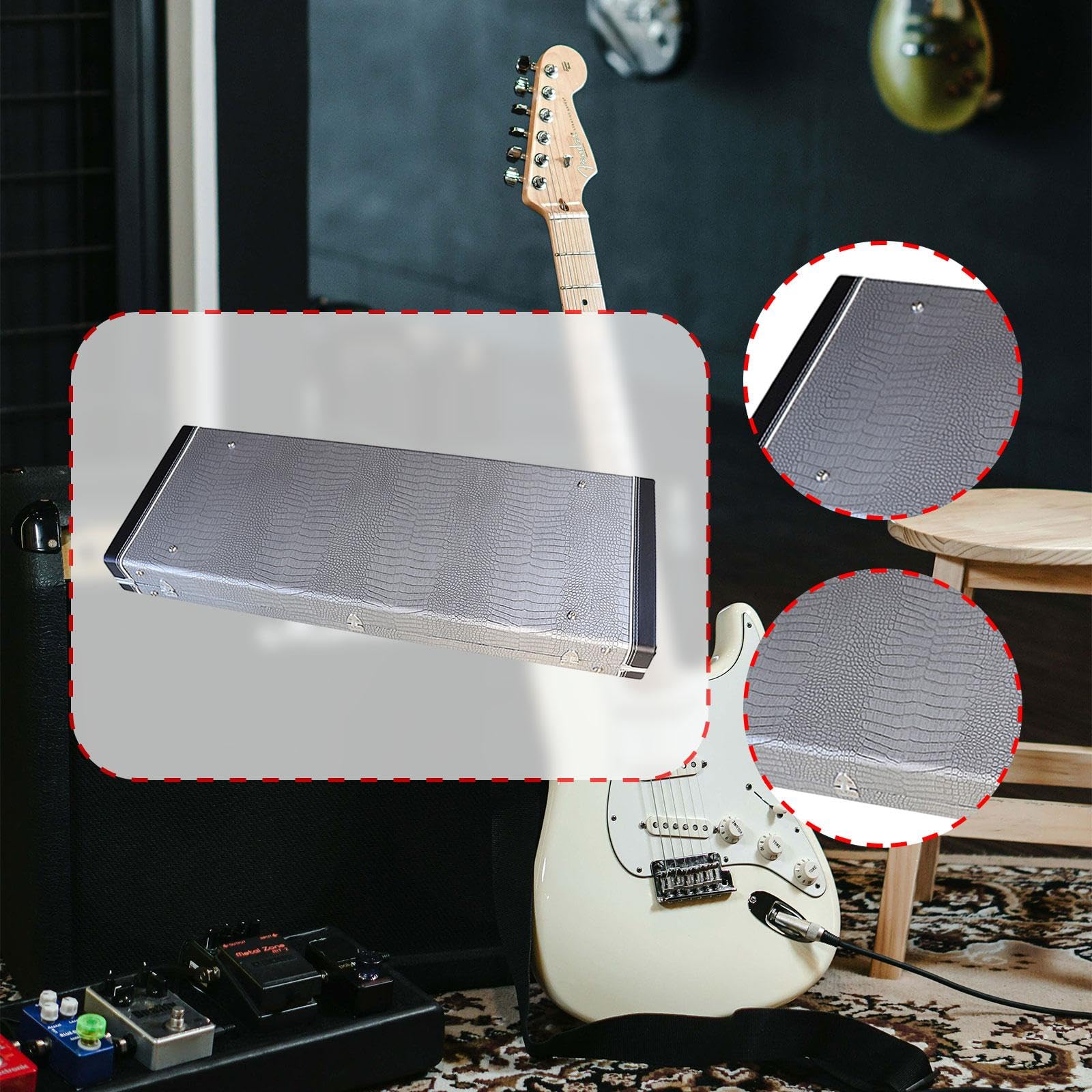 harayaa Funda rígida para bajo eléctrico, diseño rectangular, con protección contra polvo y de cierre seguro.