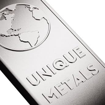 One Bar of 1 Pound (lb) Aluminum Bar Bullion Paperweight with Element Design | .999 Pure Made in USA By Unique Metals