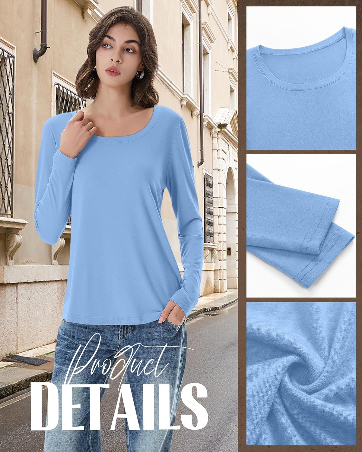 Neer 3 Pack Scoop Neck Long Sleeve Tops for Women, Loose Fit T-shirts Casual Fall Layer Trendy Basic Tees for Ladies - Image 3