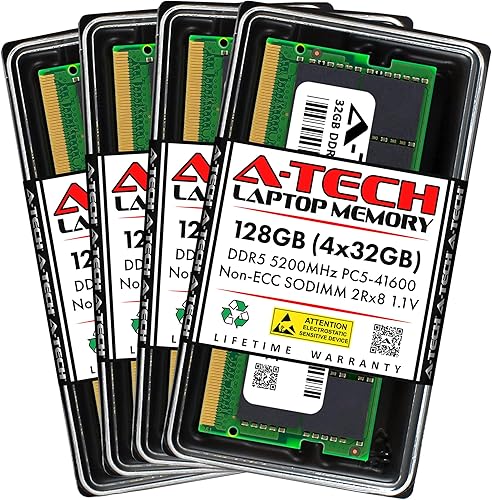 Miniatura 24 de A-Tech - Kit de memoria RAM de 64 GB (2x32GB) DDR5 5600MHz PC5-44800 CL46 SODIMM 2Rx8 Doble soporte 1.1V Sin búfer ECC SO-DIMM Módulo de memoria RAM