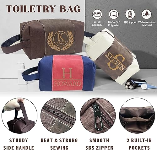 Miniatura 2 de xrlsg Neceser personalizado para hombres, kit organizador de viaje grabado con láser personalizado con nombre monogramado, regalo para marido,