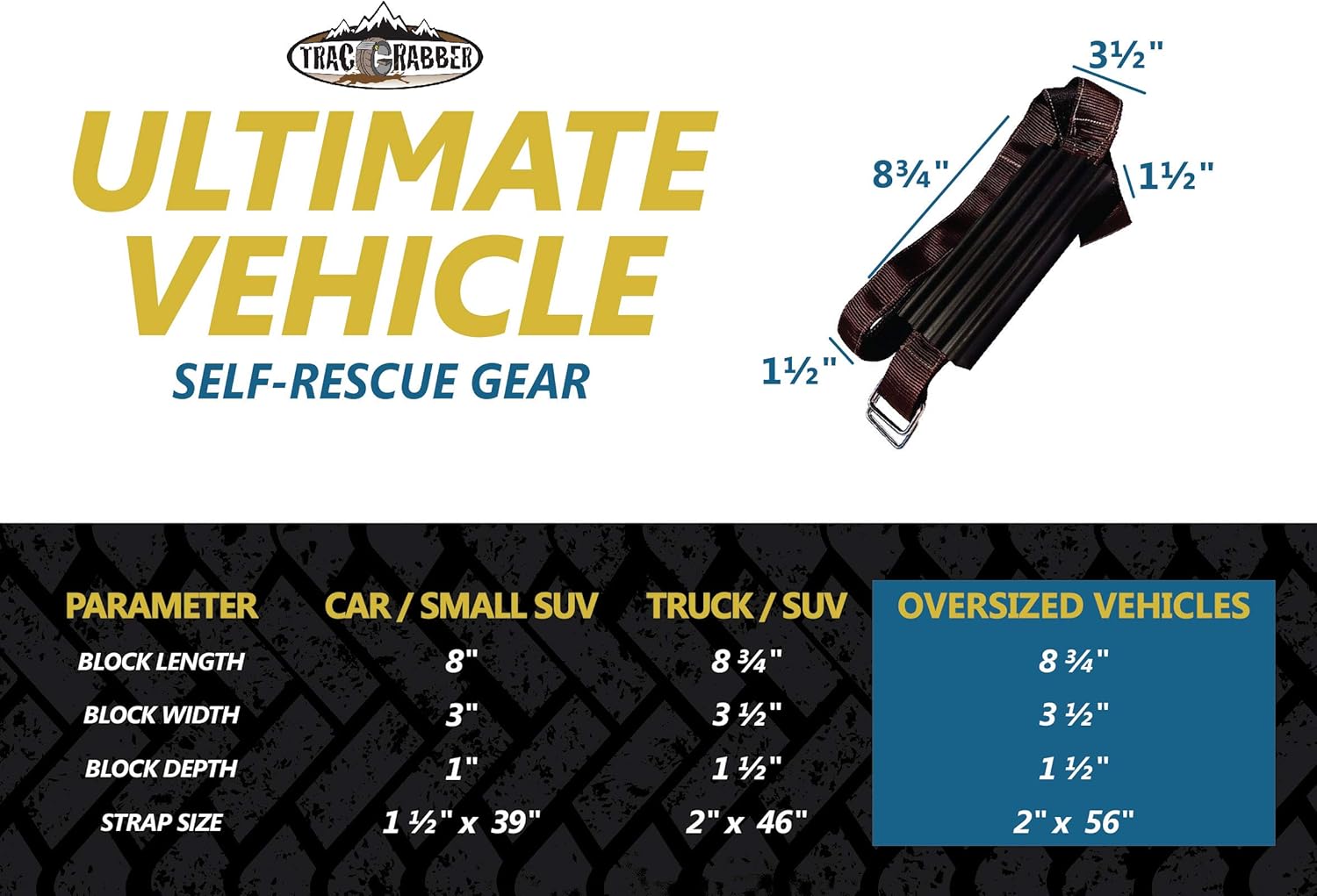 Buy 2 get 3 TRACGRABBER Tire Traction Device for Snow, Mud and Sand – for Oversized Tires on Trucks/SUVs, Set of 4 – Easy to Install, Get Unstuck Fast – A Snow Traction Mat or Snow Chain Alternative
