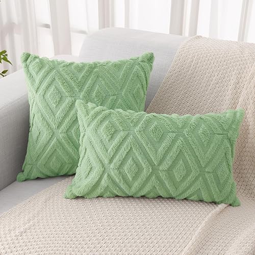 Miniatura 7 de Pallene Juego de 2 fundas de almohada de 24 x 24 pulgadas, fundas decorativas de piel sintética suave y afelpada para sofá, cama, sala de estar,