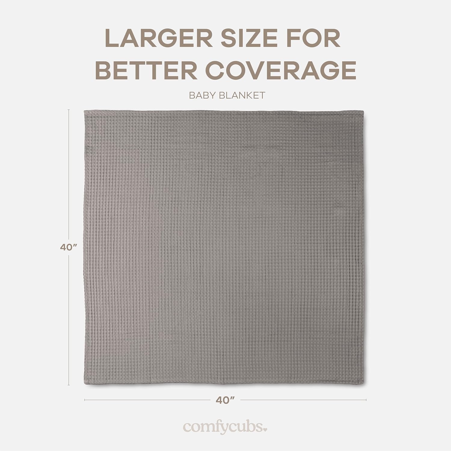 Comfy Cubs Waffle Weave Baby Blanket - 40” x 40” Cotton Blanket with Textured Design - Lightweight Swaddle for Bed, Crib, Stroller, or Couch - Soft and Cozy Cover for Toddlers, Boys & Girls - Charcoal