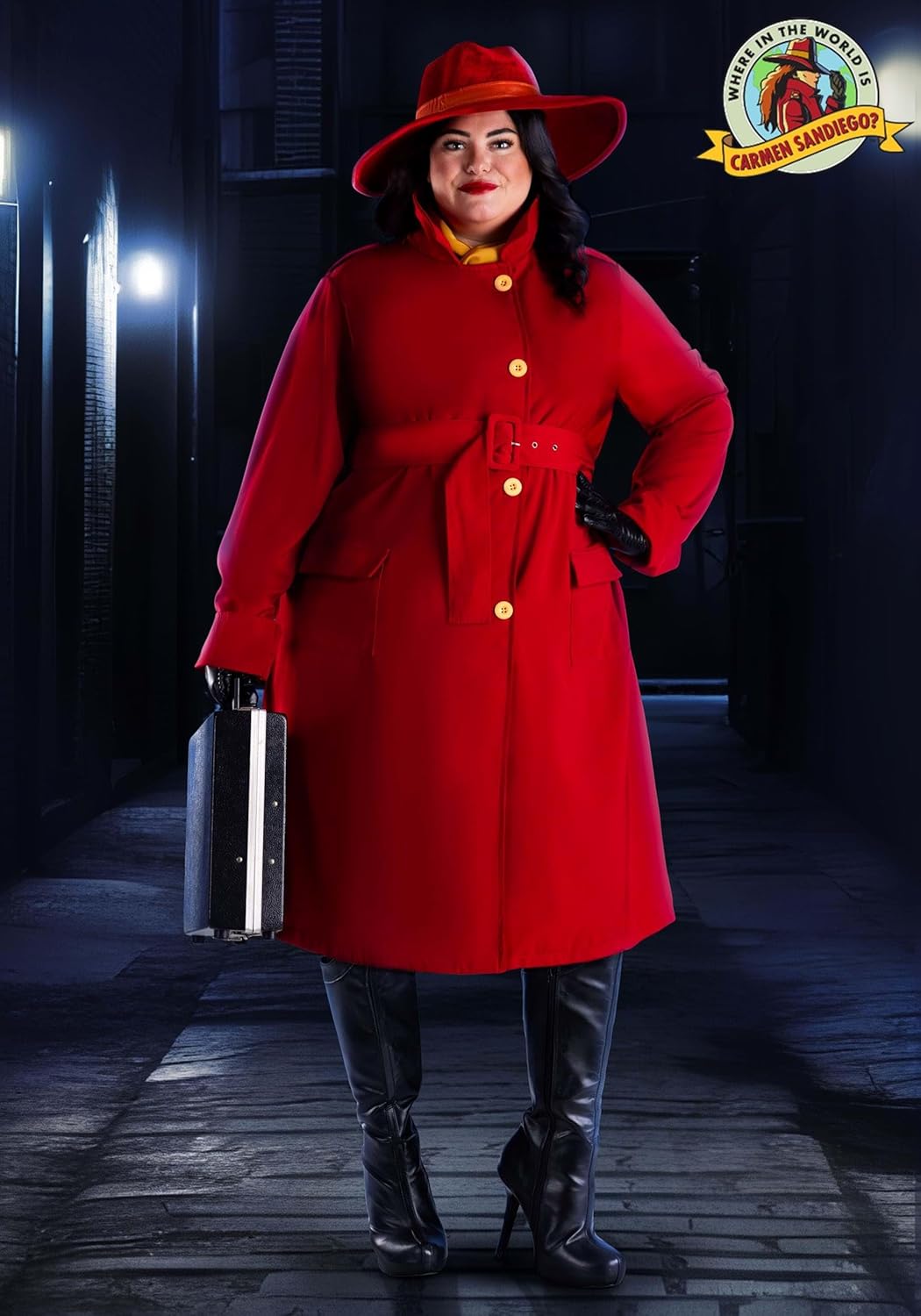Fun Costumes Women's Carmen Sandiego Costume Gabardine Trench Coat, Epaulets, Belt