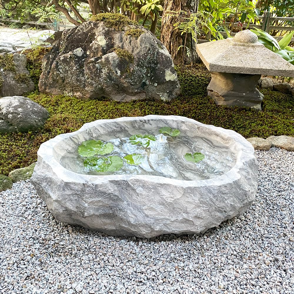 Amazon.co.jp: 大理石 つくばい 手水鉢 石 睡蓮鉢 大型 おしゃれ B 