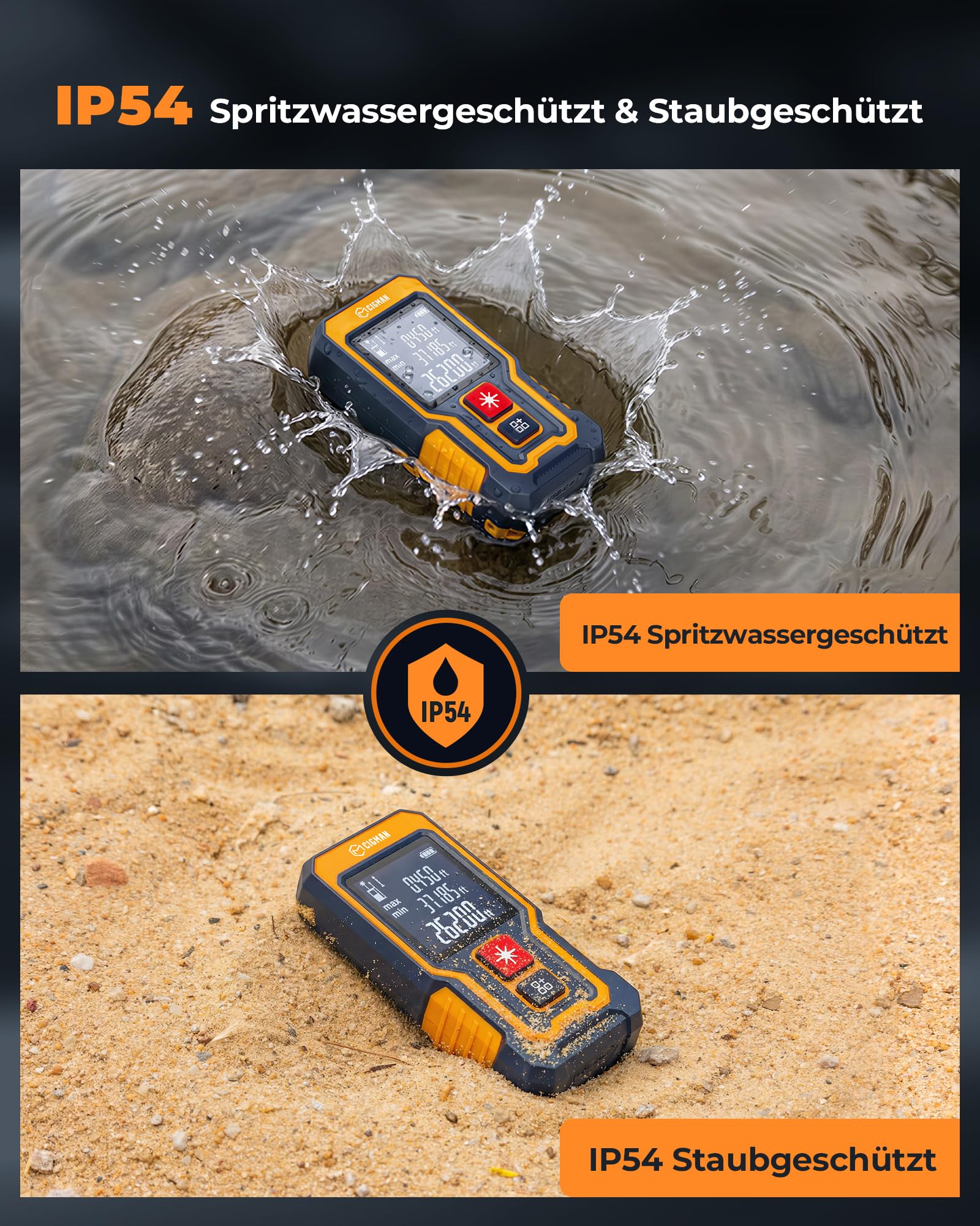 80 m Laser-Entfernungsmesser, CIGMAN Digitales Lasermessgerät mit hoher Genauigkeit, Mini Lasermessgerät mit wiederaufladbarer Batterie und LCD zur Messung von Entfernung/Fläche/Volumen/Pythagoras