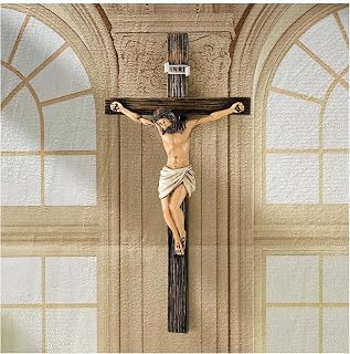 Magicsculp 10.6'' Catholic Crucifix Wall Crosses - Hand Painted Jesus on the Cross, Religious Cross Gifts on Hanging Wall for Church Home Office Baptism Decor
