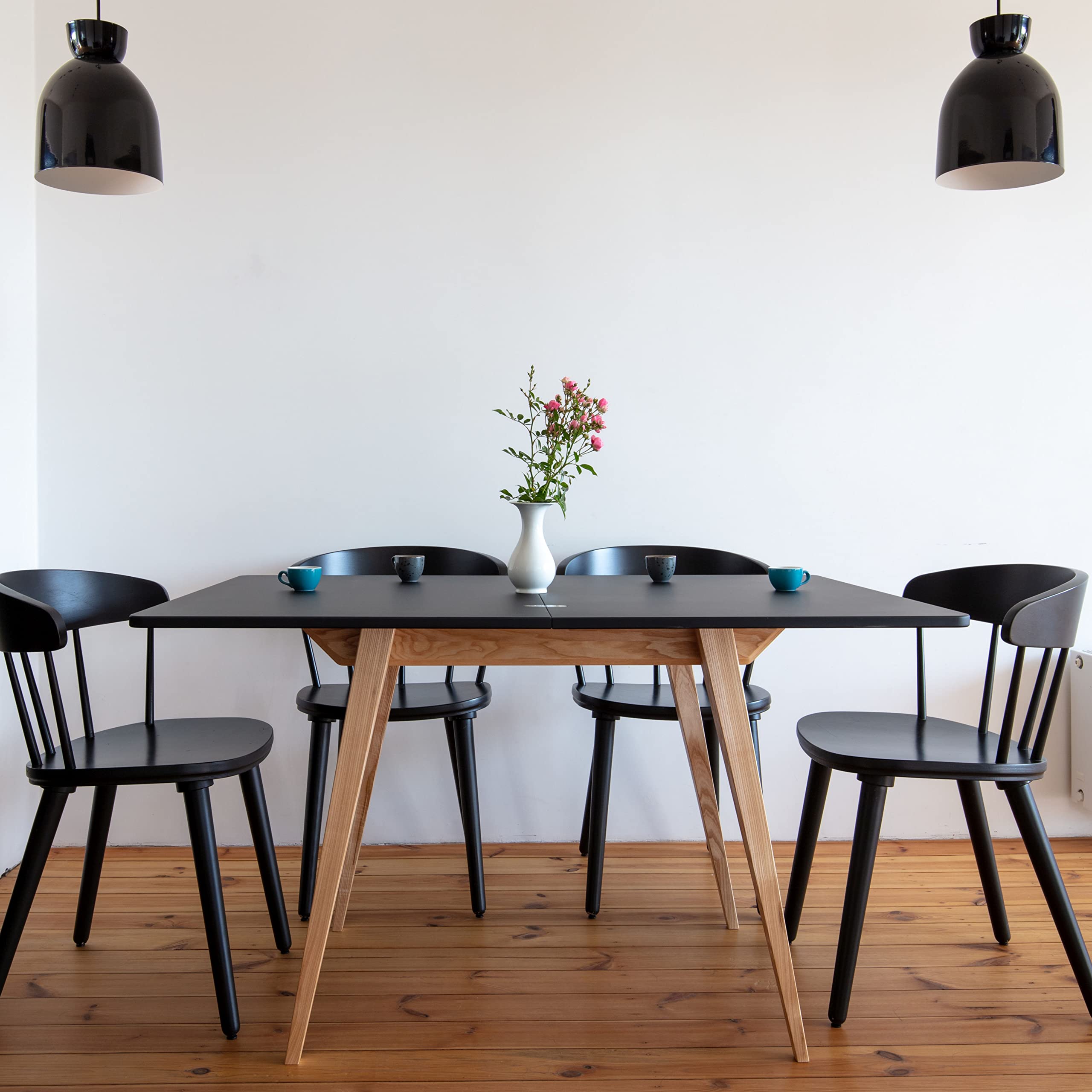 Ragaba Envelope - Mesa de comedor plegable (90/130 x 76 x 65 cm, madera FSC, para 4 a 6 personas, revestimiento antihuellas, revestimiento antiarañazos, ideal para cocina o comedor