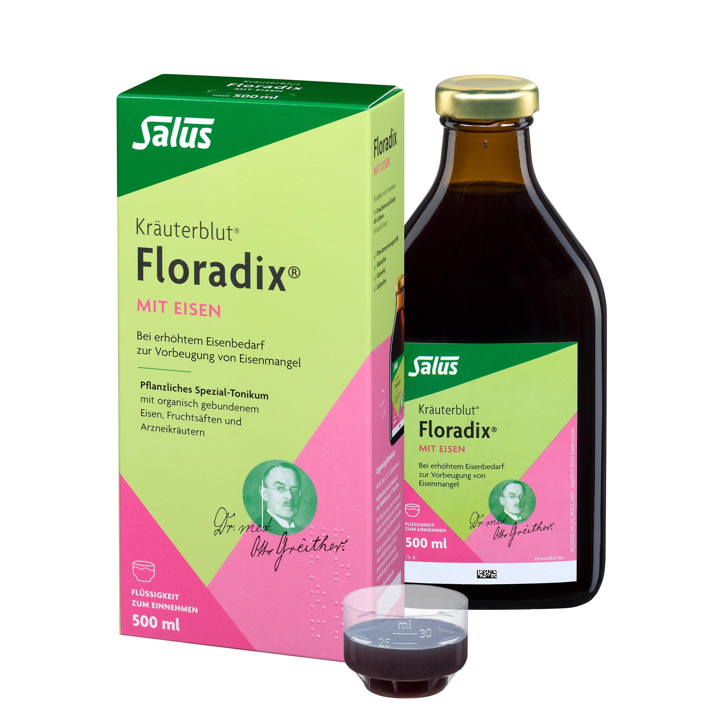 Kräuterblut Floradix mit Eisen - Flüssigkeit zum Einnehmen 1x 500 ml - Für volle Eisenspeicher statt Eisenmangel - Pflanzliches Tonikum, natürliche Kräuterauszüge und Vitamin C
