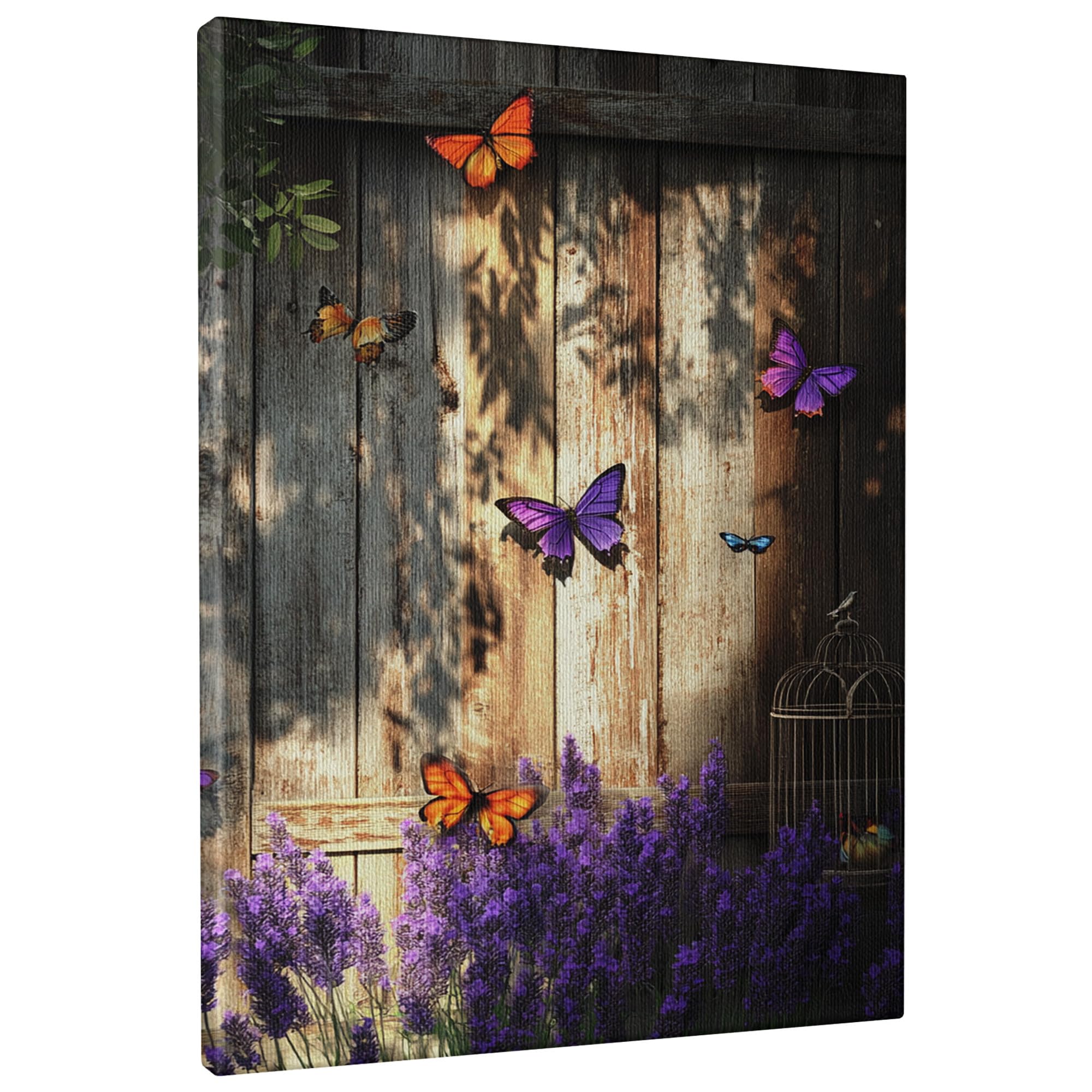 Butterfly Canvas Wall Art, Orange Violet Nature Wall Decor, Spring Aesthetic Decor For Living Room, Bedroom, Garden, Unframed 8x12 Inch