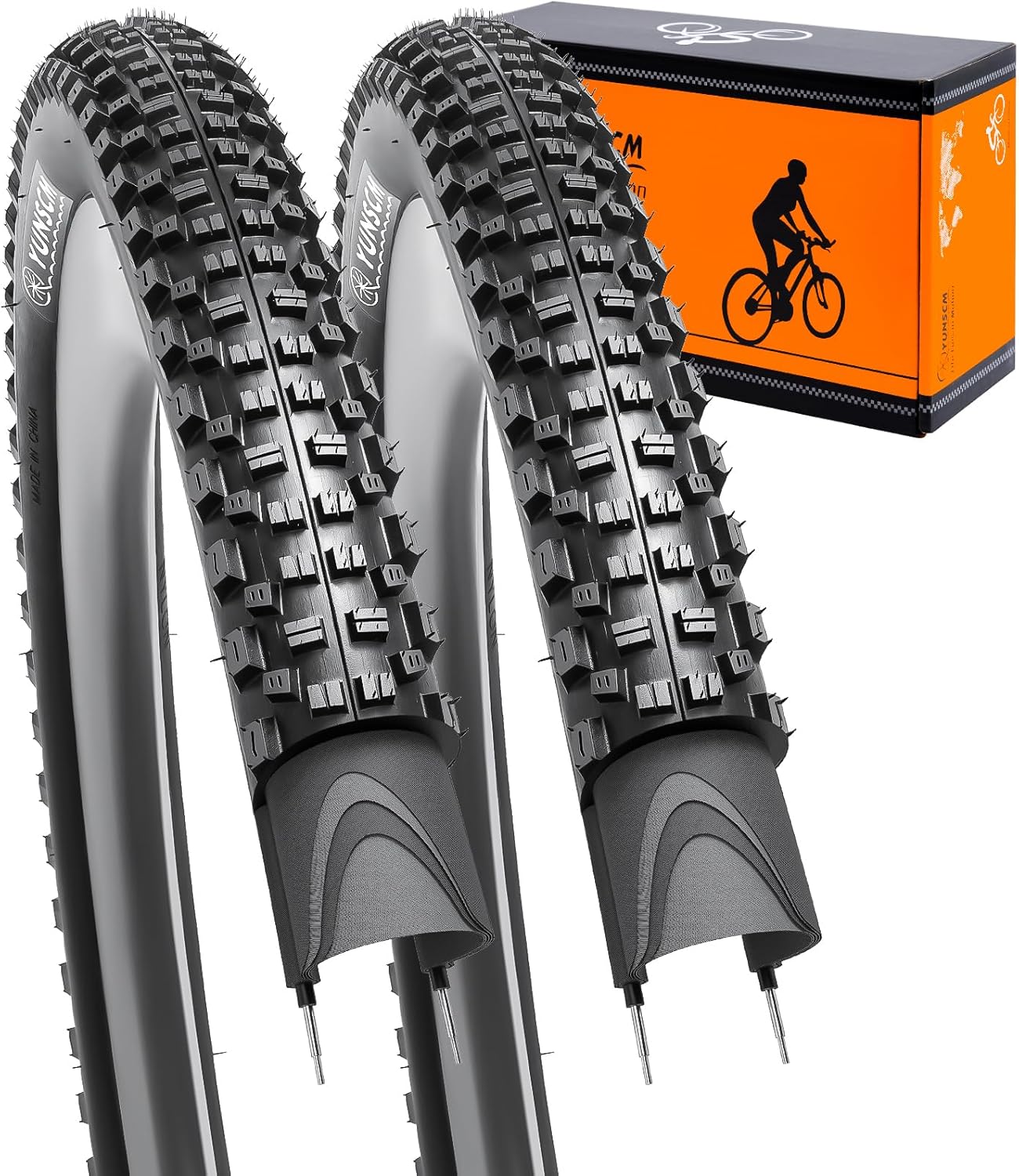 26" Lightweight Bike Tires 26x2.25 57-559 120TPI Nylon Puncture Resistant Tires Compatible Mountain Bike Tires 26x2.20 26 x 2.25 26x2.30 2-PCS (Y-581)