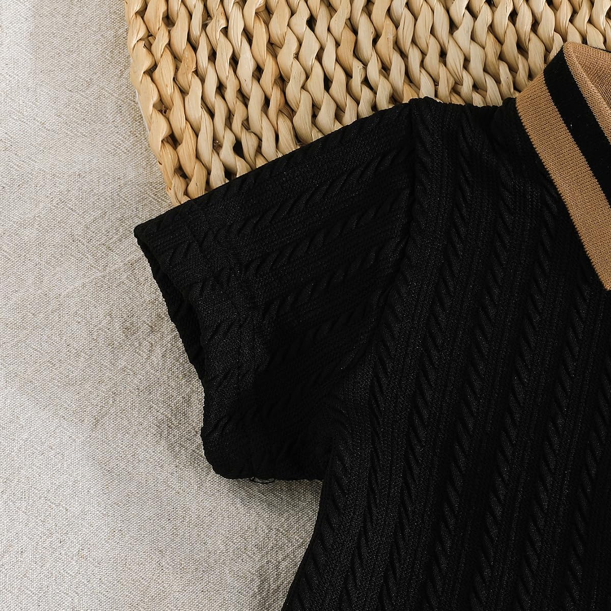 Ensemble Vêtements pour Bébés Garçons Été Tenues Polo Ours Mignon à Manches Courtes Short à Boutons et Poches 2Pcs Printemps Vêtements - 5