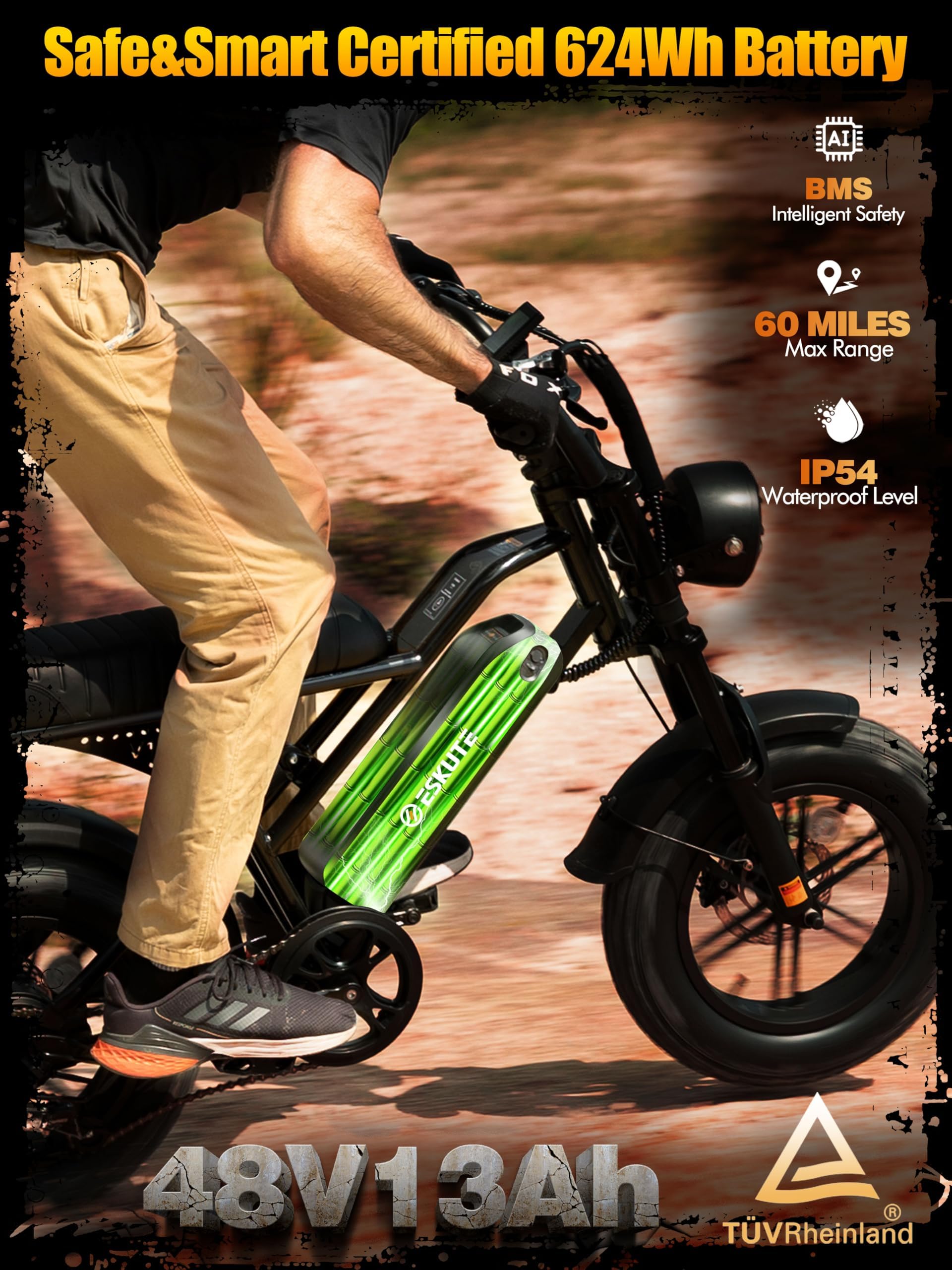 V100/V200 1500W Peak Electric Bike for Adults, 28MPH 48V13&20.8 Ah Removable Battery, 16/20"x4.0" Fat Tire, 7-Speed E-Bike with Dual Suspension – Commuter Ebike for Men & Women