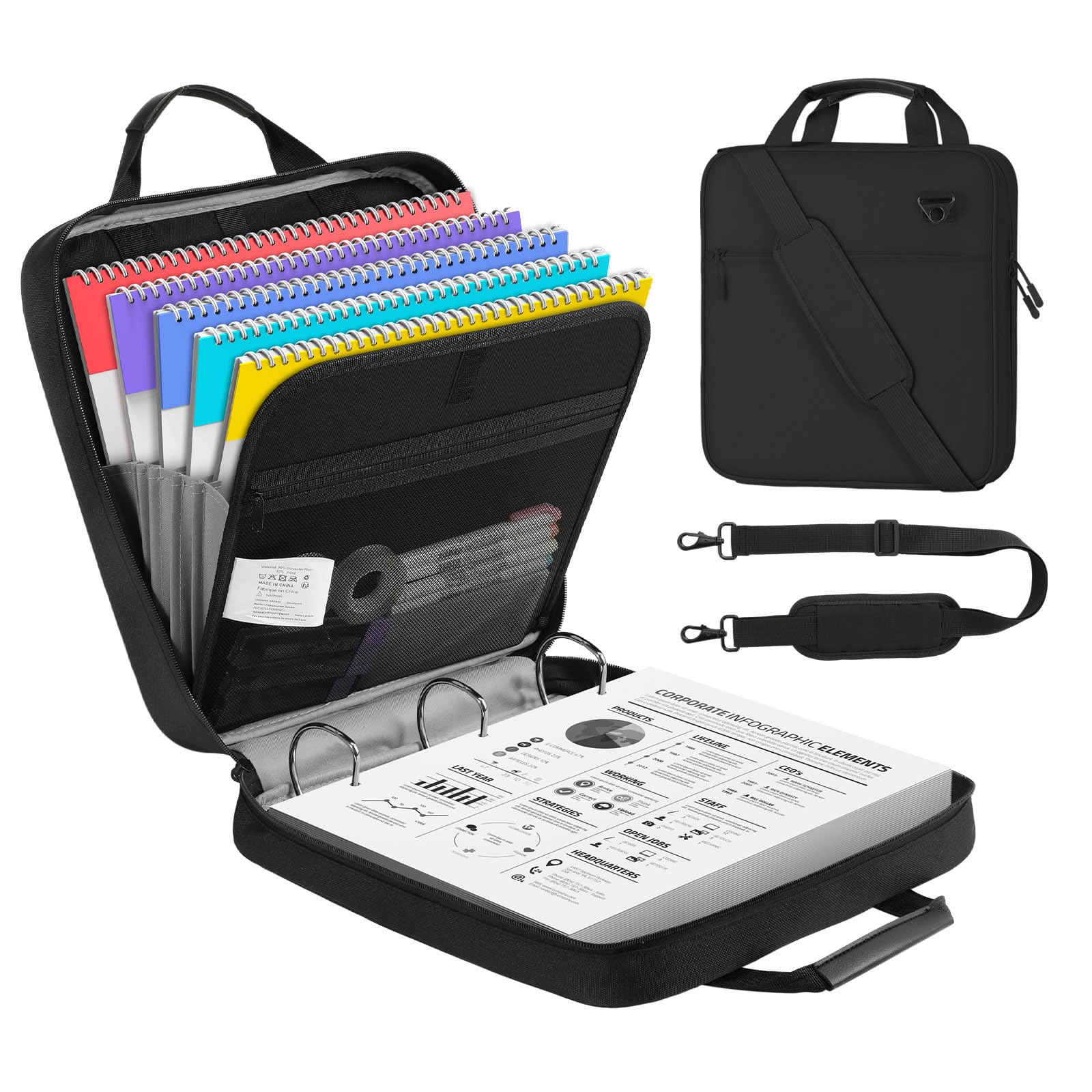 ファイル・バインダー・ケース moko Amazon.com: MoKo Zipper Binder, 3 Inch 3 Ring Binder with 5-Tab