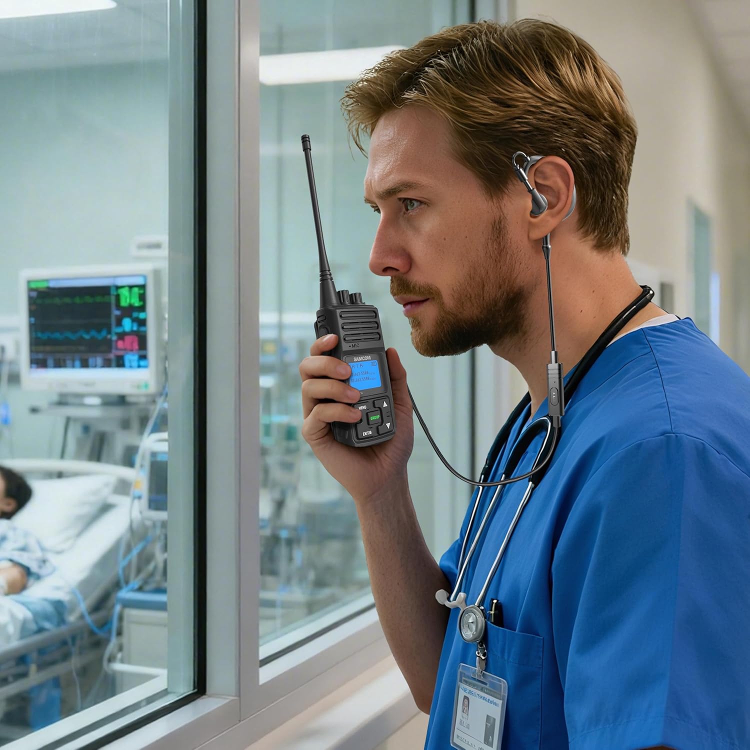 SAMCOM 2 Pin Headset with Mic Original FPCN30A FPCN10A Two Way Radio Replacement Ear Piece with Big PTT Button,Single Wire Soft Ear Hook Walkie Talkie Earpiece,1 Pack - Image 6