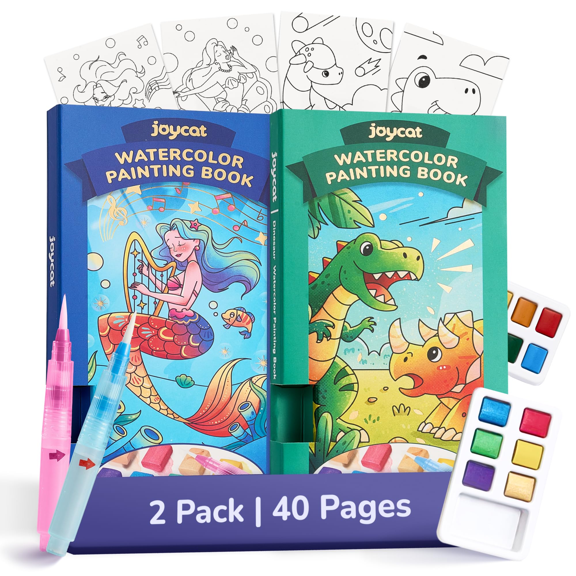 JoyCat 2 Pack Pocket Paint with Water Coloring Books for Kids