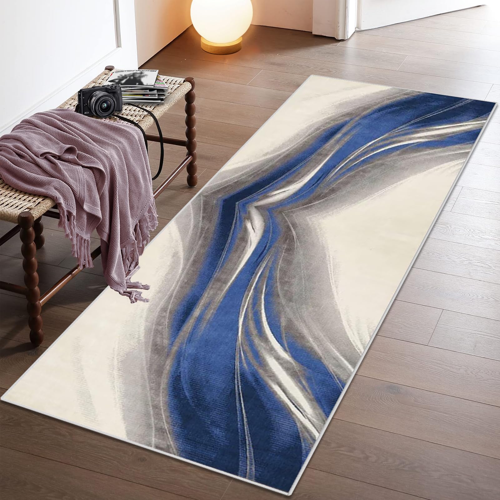 Tapis de couloir moderne 110x450 cm antidérapant et lavable pour entrée