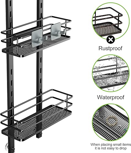 Miniatura 3 de Orimade Organizador ajustable para colgar sobre la puerta de la ducha con ganchos, estante organizador de baño, estante de almacenamiento, cesta de