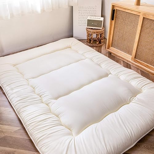 Miniatura 48 de Colchón futón japonés de piso gris constelación, de piso tatami, portátil, para acampar, para niños, sofá cama plegable enrollable con protector de