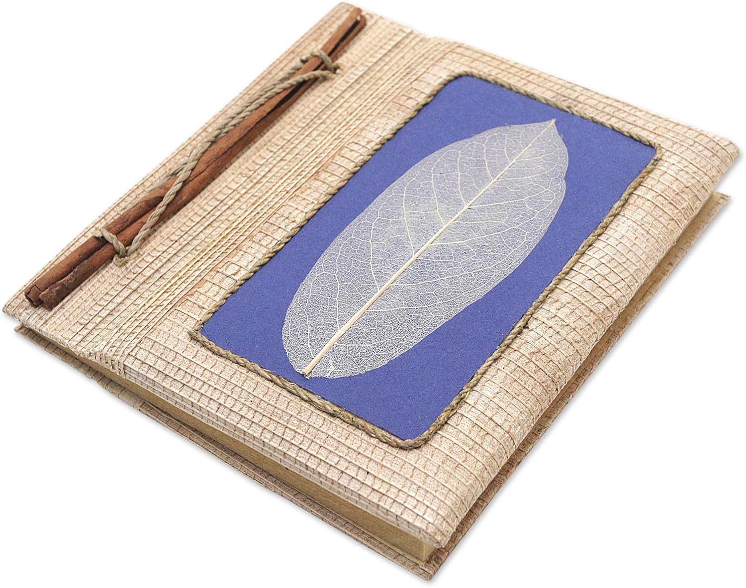 NOVICA Blue Multicolor Natural Fiber Paper Eco-Friendly Journals from Indonesia 'Blue Leaf'