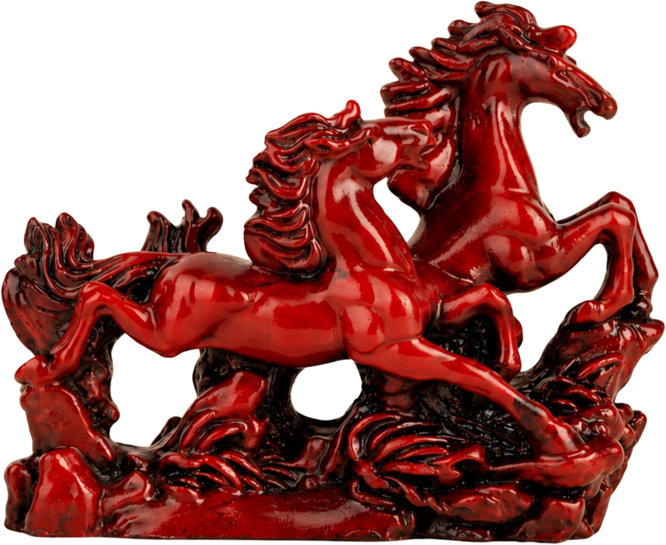 Vastu Red Horses Statue | Two Running Horses for Victory, Business Growth & Positive Energy | Feng Shui and Vastu Decor | Good Luck Sculpture for Home & Office