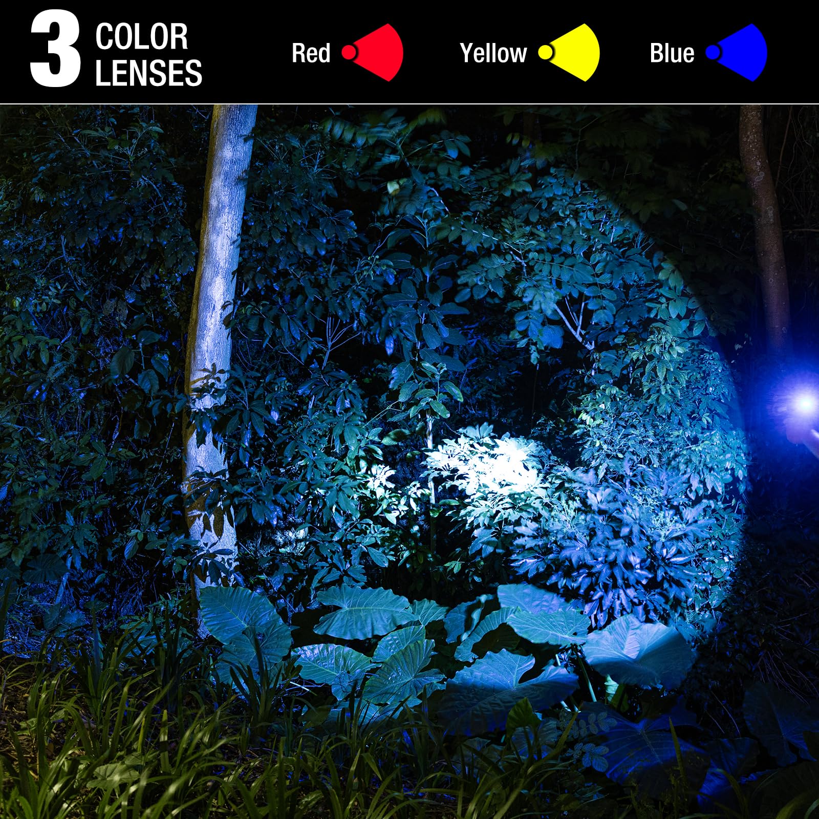 Faretto ricaricabile, 99000 lumen, super luminoso, torcia LED portatile con lenti a 3 colori e supporto pieghevole, 10000 Ah di lunga durata, impermeabile, per nautica all'aperto