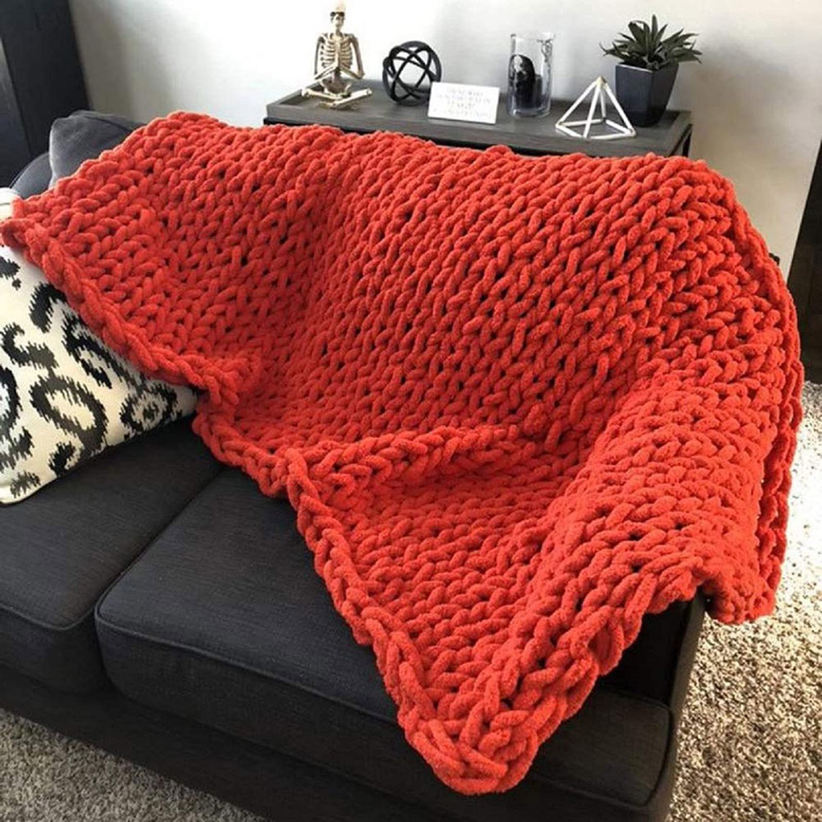 Coperta lana lavorata a maglia grossa Coperta in ciniglia fatta a mano Coperta lavorata a maglia grossa Coperta morbida calda accogliente per divano letto, sedia, miglior regalo, lavabile in lavatrice