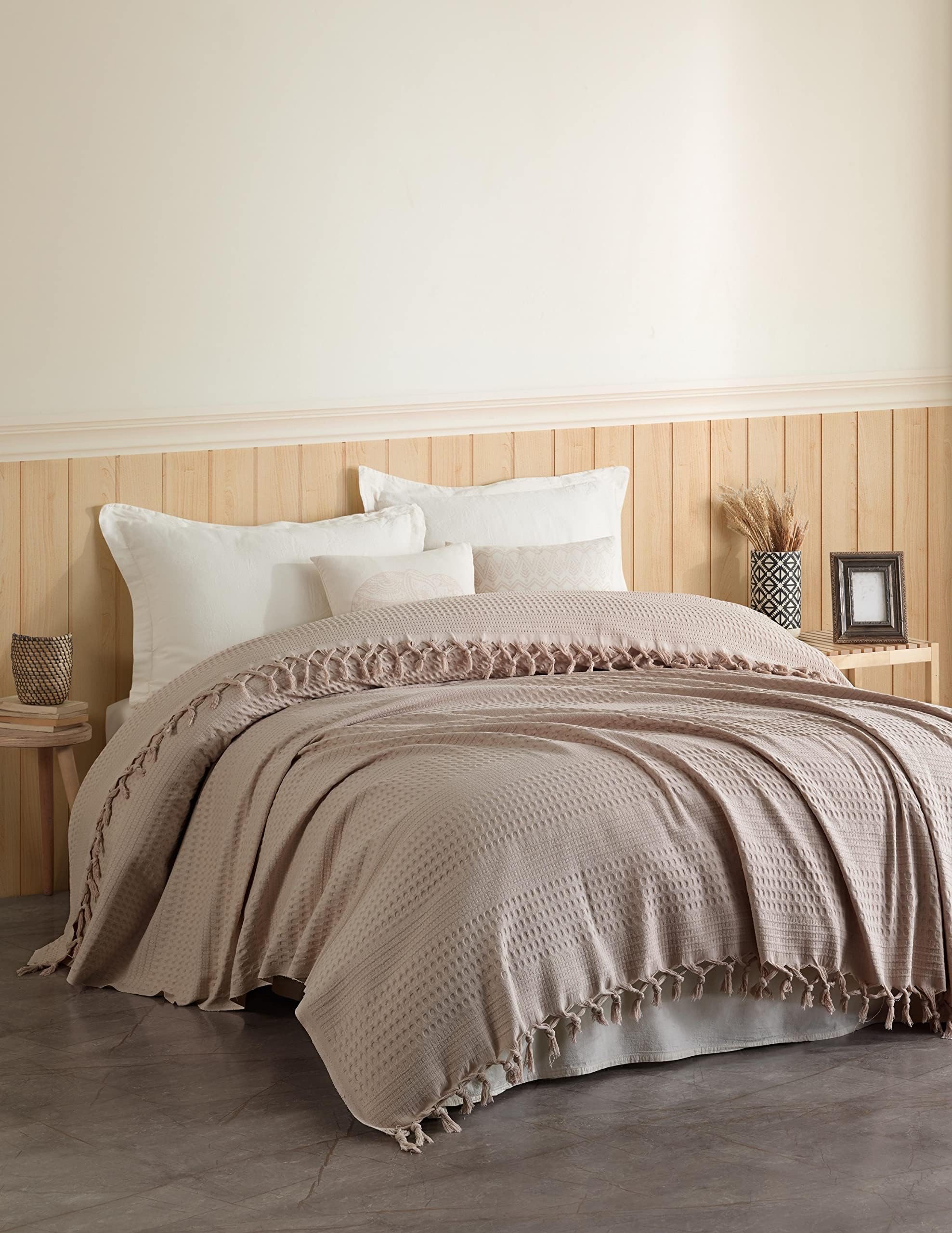 BOHORIA® - Copriletto di alta qualità, 220 x 240 cm, 100% cotone, con certificazione Oeko-Tex®, reversibile, texture stile waffel, extra grande (The Urban Loft) (Sepia)