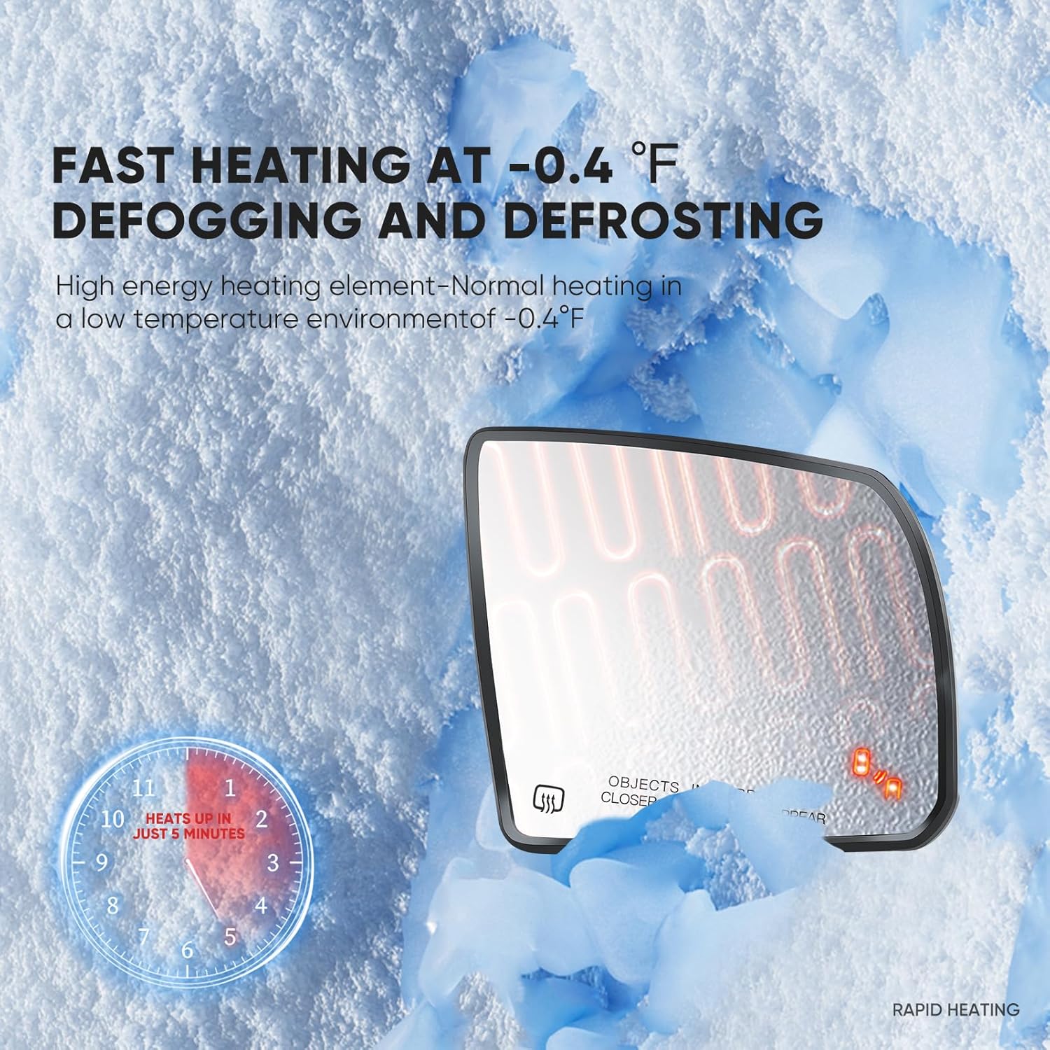 Passenger Side BSD Mirror Compatible with Toyota Tundra 2007-2020, Toyota Sequoia 2008-2017 - Blind Spot Indicator, Heated, Right Side Mirrors Replacement Glass