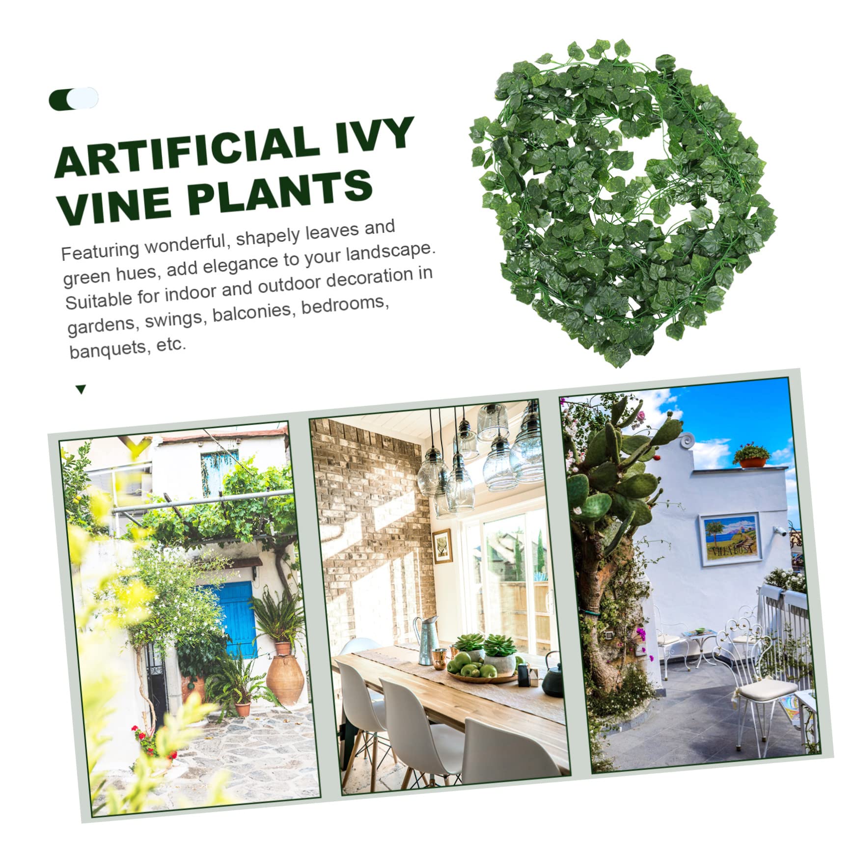 Amosfun Pz fiore di edera artificiale viti finte ghirlande di foglie di seta verde edera finta fake plants green natural arredamento pianta viti di edera simulate ghirlanda di vite pp
