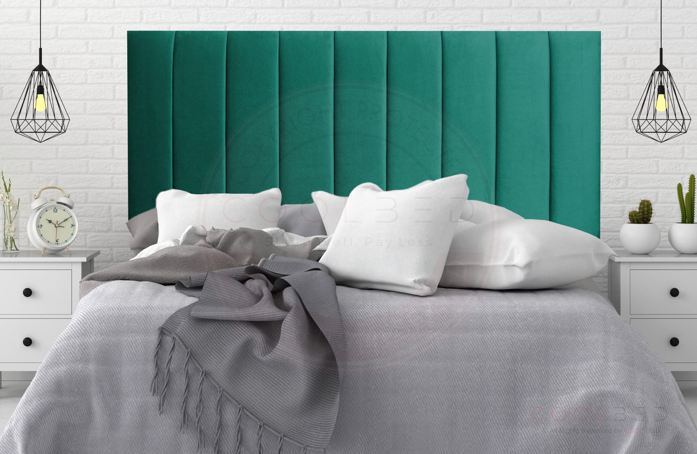 Aero Plush Velvet Headboard | Divan Bed Headboard | Upholstered Headboard for Divan Bed Base (Double (4'6) - 24" (H), Mallard Plush)
