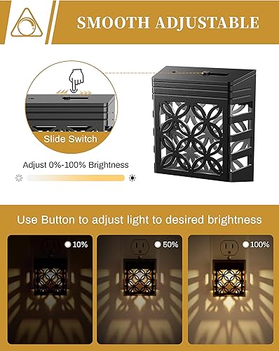 Miniatura 2 de Luces nocturnas enchufables 4 unidades DORESshop luces nocturnas enchufables a la pared, sensor del atardecer al amanecer, brillo ajustable, luz