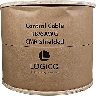 LOGICO 18/6 Low Voltage Shielded Stranded Bare Copper Wire, 1000FT Alarm/Security Control Cable LED Lighting, Audio/Speaker
