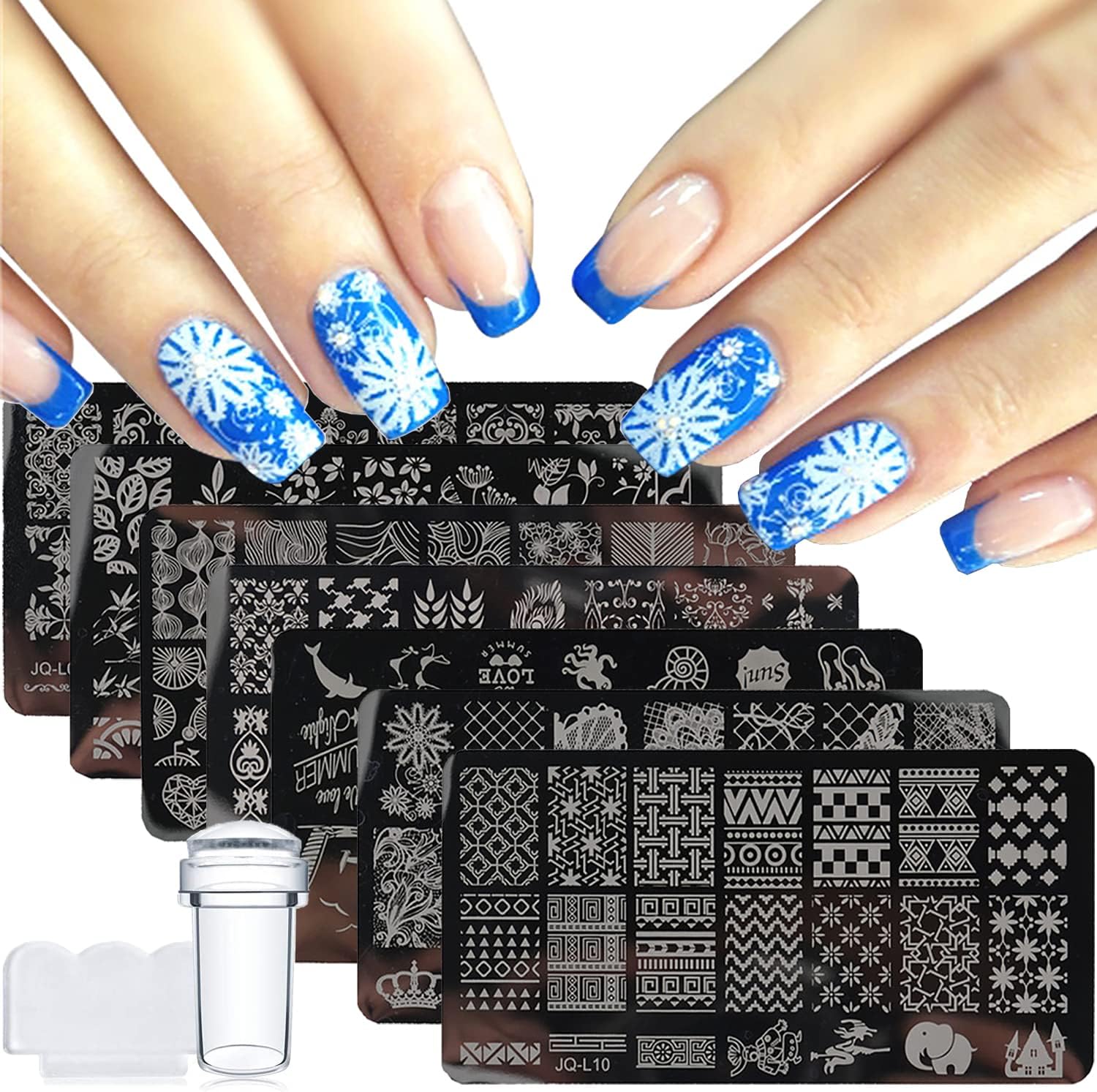 Pattern Stamper Amazon.com: Publi 7 Pcs Nail Stamping Plates + 1 Stamper + 1 Scraper ...