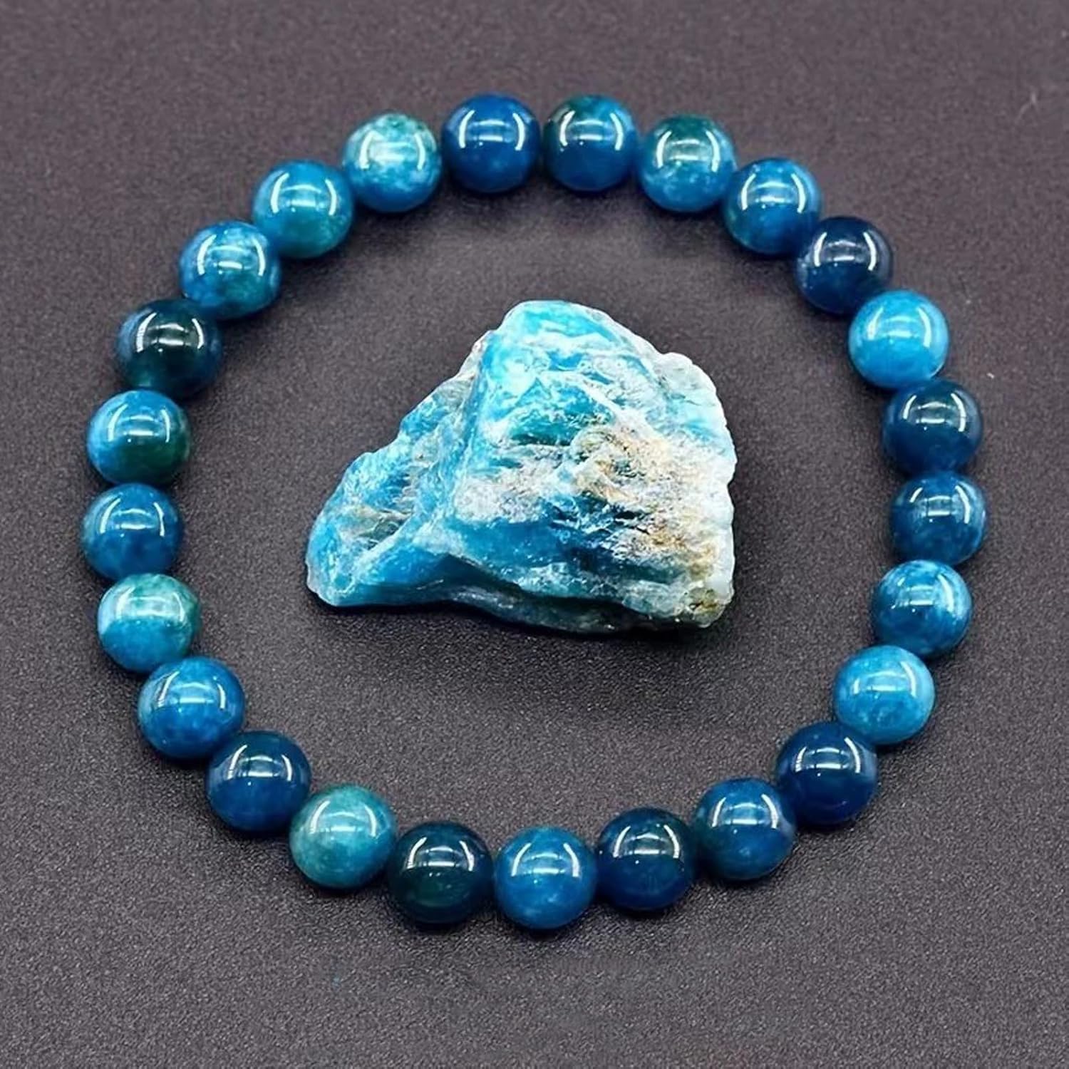 Blue Apatite Bracelet Natural Blue Apatite Crystal Beaded Bracelet Healing Energy Gemstone Bracelets for Women Men - Image 7