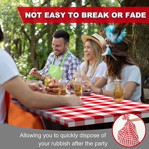 Miniatura 5 de Boao 6 manteles de plástico de Navidad de 72 x 30 pulgadas para mesas de 6 pies, manteles desechables con elástico ajustable elástico para