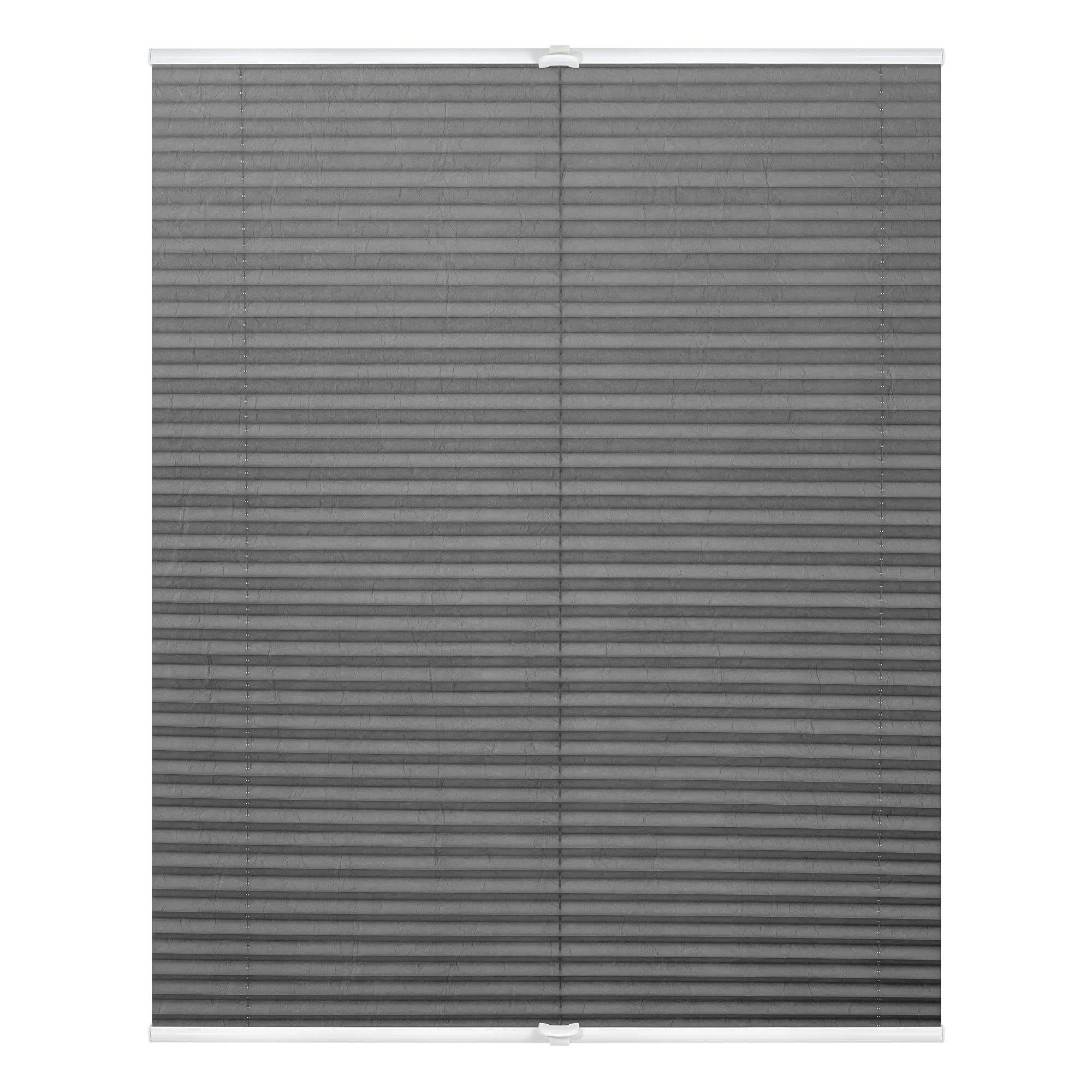 Lichtblick Plissee Klemmfix – hellgrau, Crushed Optik, 50 × 130 cm