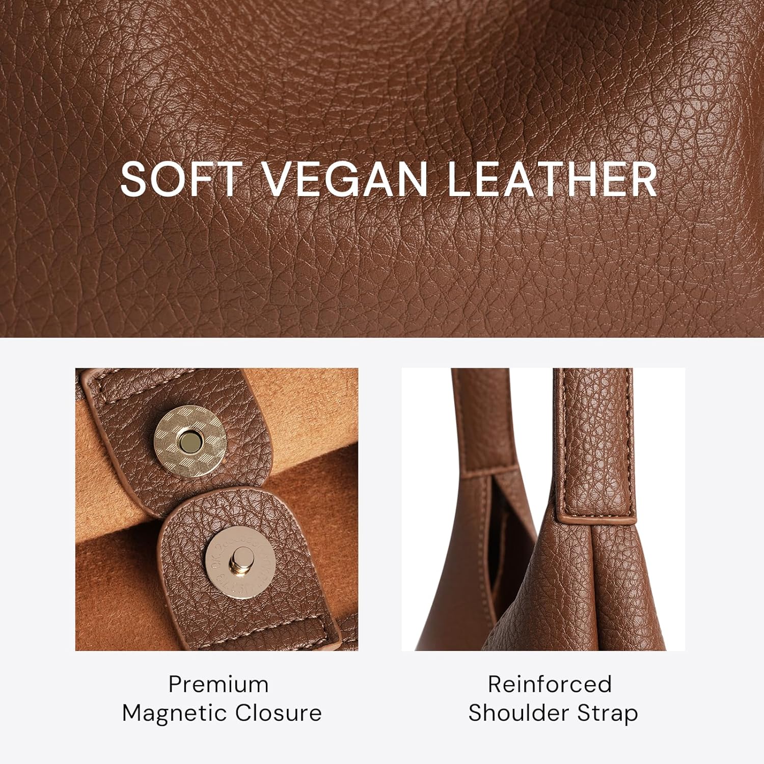 Shoulder Bag for Women, Slouchy Hobo Purse, Soft Vegan Leather Hobo Bag Handbag, Trendy Everyday Tote Style, 11'' (28cm) - Image 8