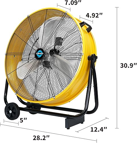 Miniatura 2 de Tornado - Ventilador de tambor metálico de 24" de alta velocidad, 7700 CFM, 3 velocidades, resistente para uso industrial y comercial, motor de 1/3