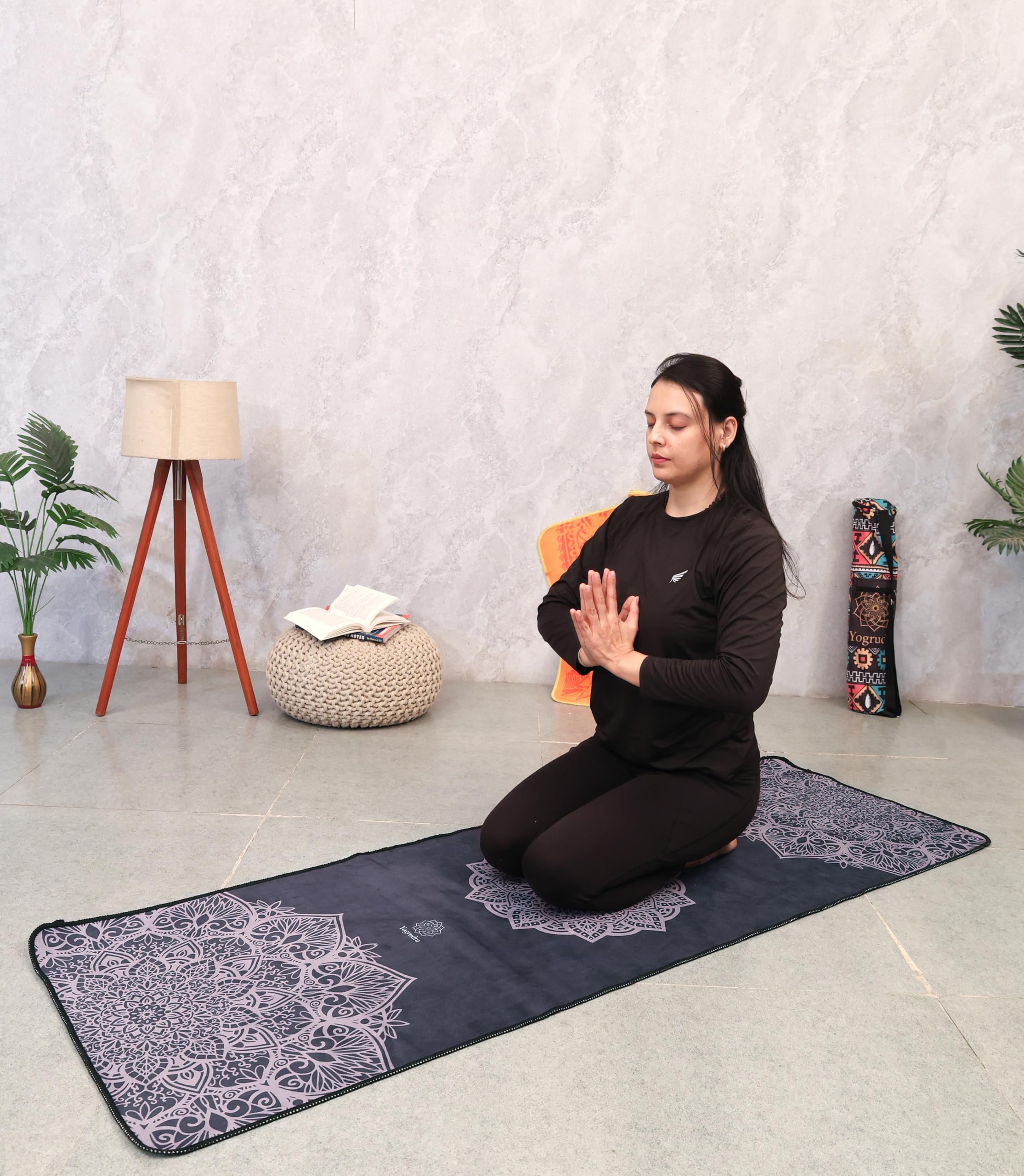 Premium Printed Extra Thick Non Slip Exercise & Fitness Mat for All Types of Yoga, Pilates & Floor Workouts | 24 X 68 Inches | Navy Color |-image-33