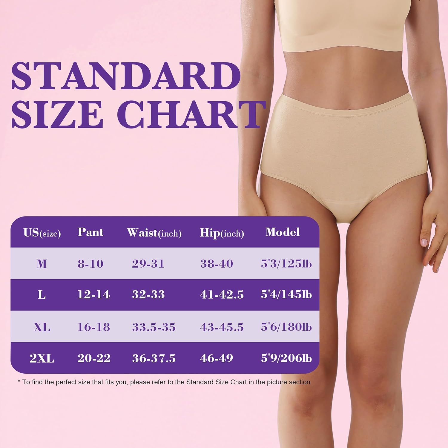 Women’s Incontinence Underwear Maximum Absorbency 5.6 oz Leak Proof Panties Washable Postpartum Bladder Control High Waisted Briefs 1 Pack (Beige, 2XL) - Image 6