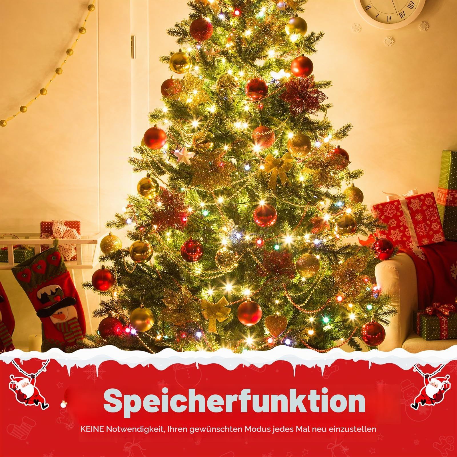 1000 LED Cluster Lichterkette Warmweiß, Büschellichterkette Außen mit Stecker Innen Strom 8 Modi, 10m Wasserdichte Weihnachtsbeleuchtung mit Memoryfunktion für Weihnachten Party Garten Balkon