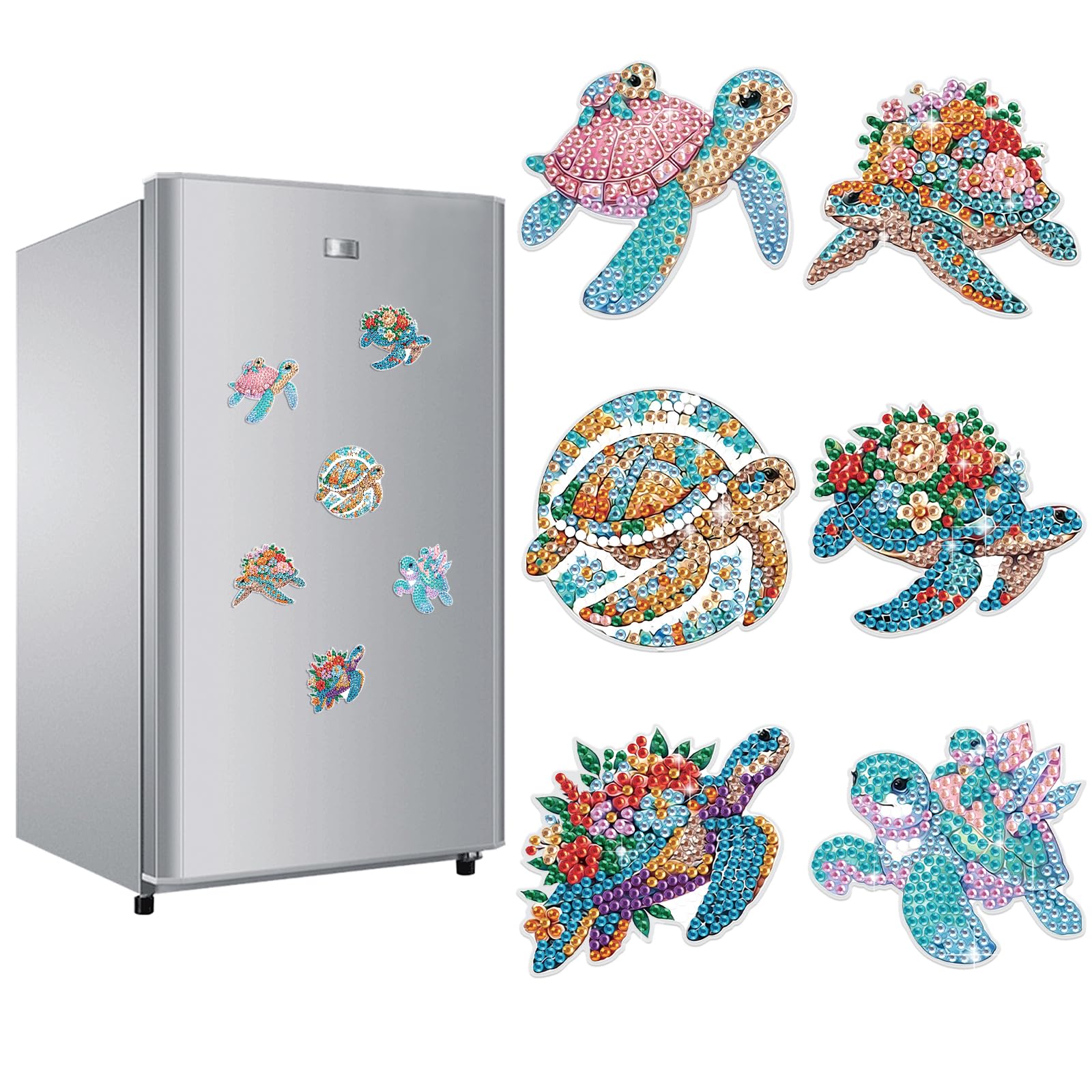 Syntego Multi 6Pcs 5D Diamond Painting Art Assorted Sea Turtle Diy Diamond Magnets Kit For Beginners Arts And Crafts