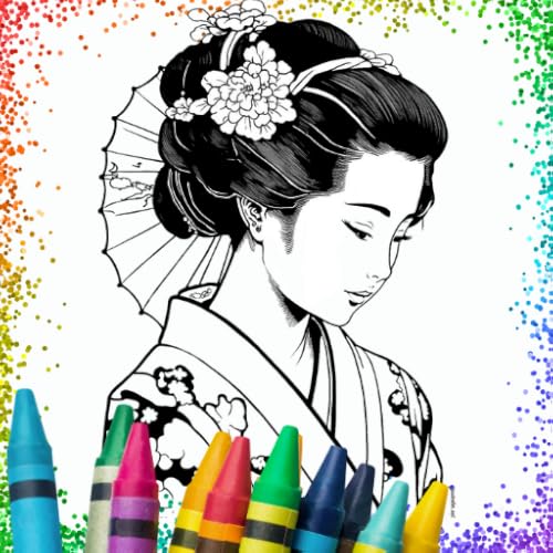 Japanese Girl Coloring Glitter