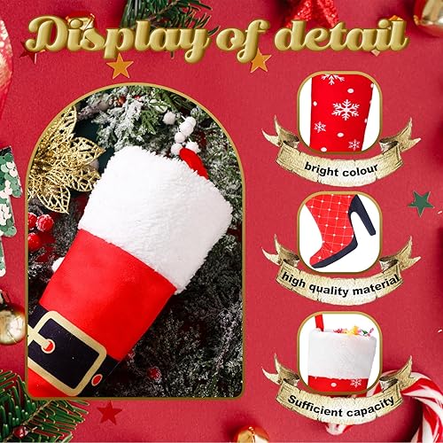 Miniatura 3 de Suhine 4 medias de Navidad de tacón alto de 16 pulgadas, para mujer, con forma de bota, decoraciones de Navidad colgantes, suministros de decoración