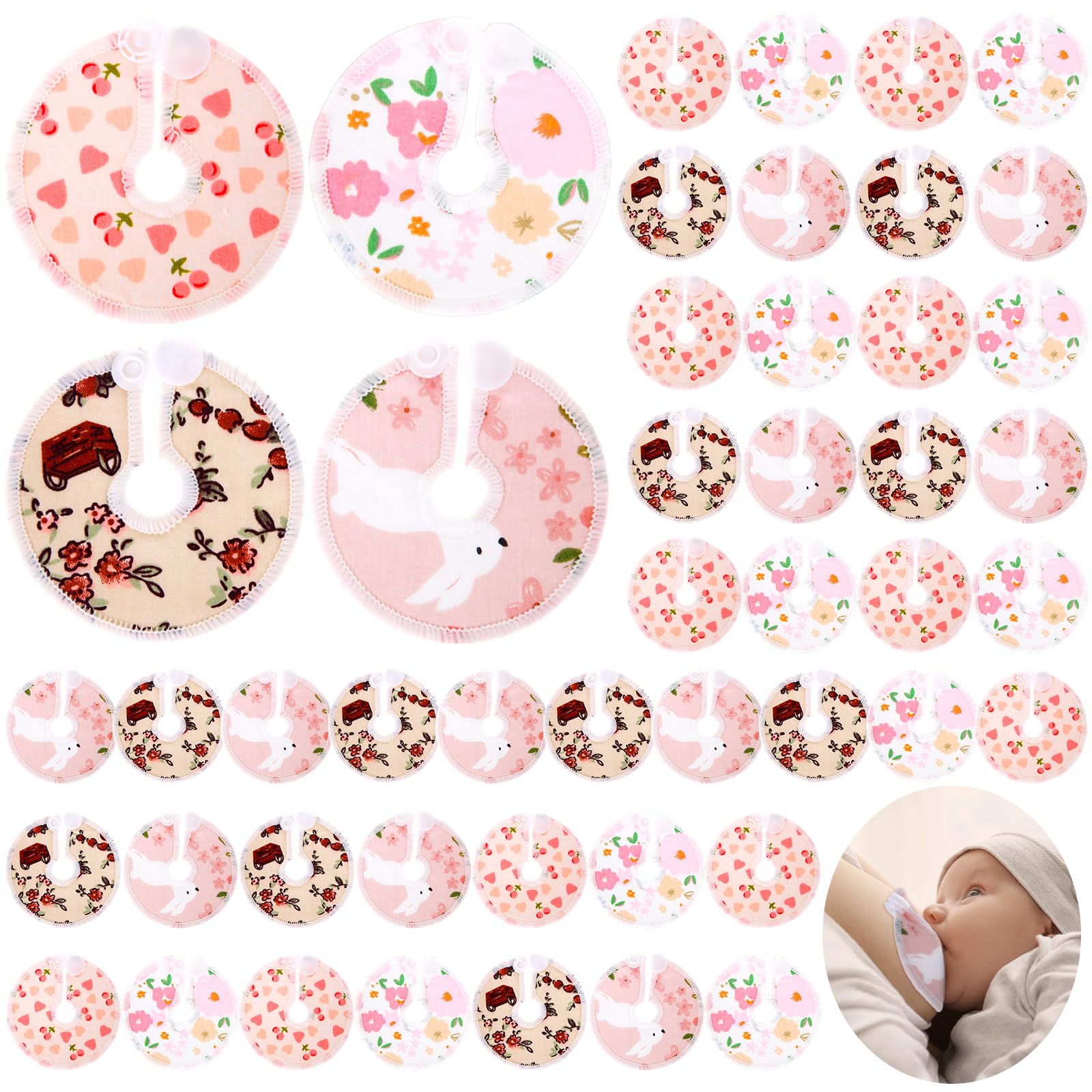 48 Pcs Gtube Button Covers Feeding Tube Pads Holder Abdominal Reusable Accessories Peg Tube Soft Absorbent Breast Feeding Pads Breastfeeding Support Nursing Care Stay Dry(Flower)