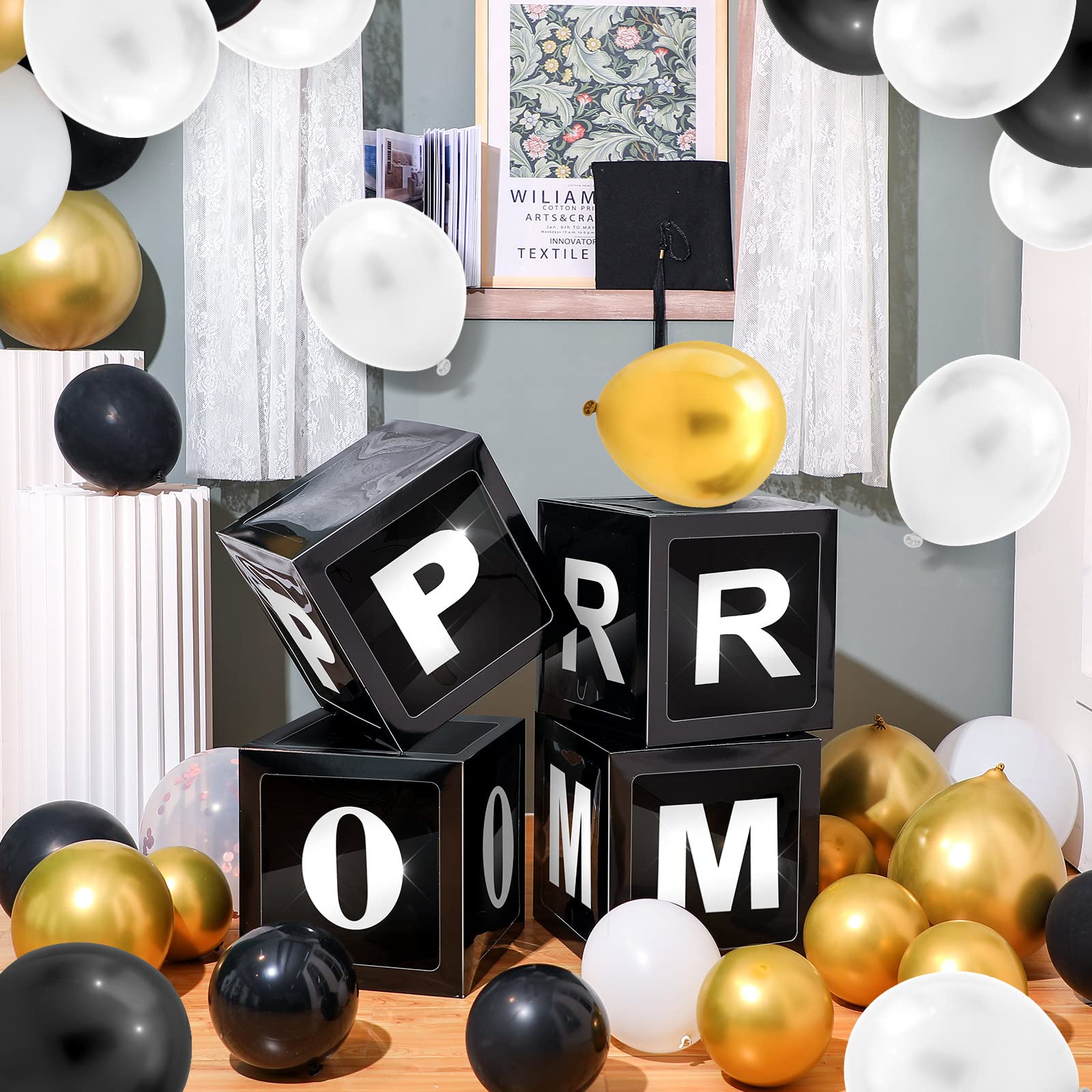 Silver Prom Box 8 Pcs Prom Decorations Prom Column 12 Inches Balloons Boxes Set Senior ...